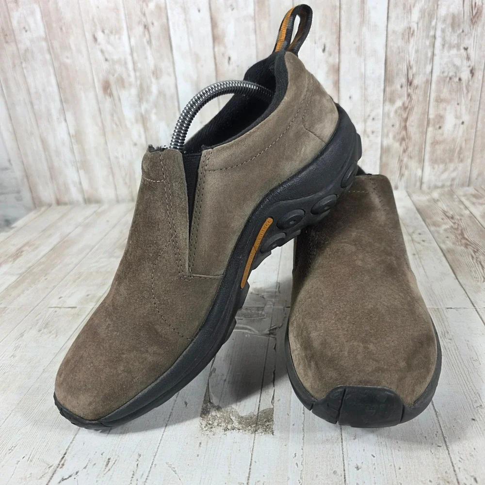 Merrell Jungle Moc Gunsmoke Brown Suede Slip On Hiking‎ Shoes Mens 9.5 J60788
